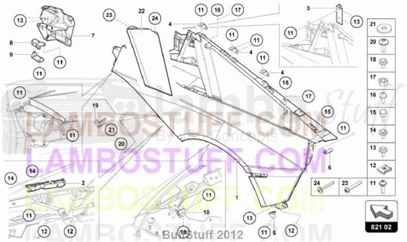 2014 Lamborghini AVENTADOR LP720-4 ROADSTER 50th CANADA REAR FENDER (821.02.00)
